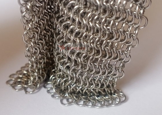 Weld Stainless Steel Chainmail Wire Mesh 0.53mm X 3.81mm For Room Curtain