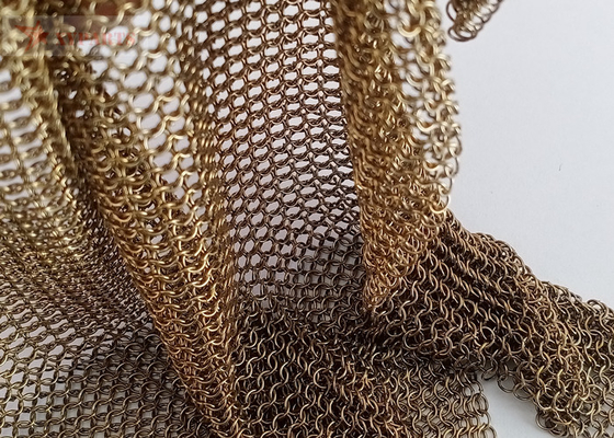 Brass Color Stainless Steel Chainmail Mesh Curtain 0.53x3.81mm Interior Space Decoration
