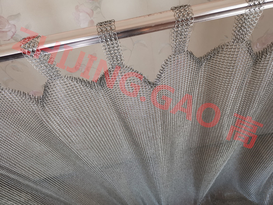 Pvd Finished Stainless Steel Height 2.3 M Width 2.35 M Smart Architect Ring Mesh Curtain