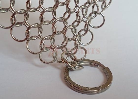 SS316L 10mm Ring Cast Iron Pan Chainmail 8&quot; X 6&quot; High Grade Stainless Steel