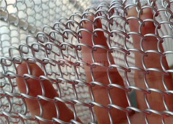 Aluminum Coil Metal Mesh Curtain Silver Color For Window Treatment
