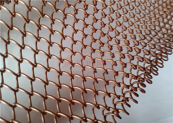 Aluminium Alloy Wire Mesh Coil Drapery Copper Color Used As Space Divider Curtains