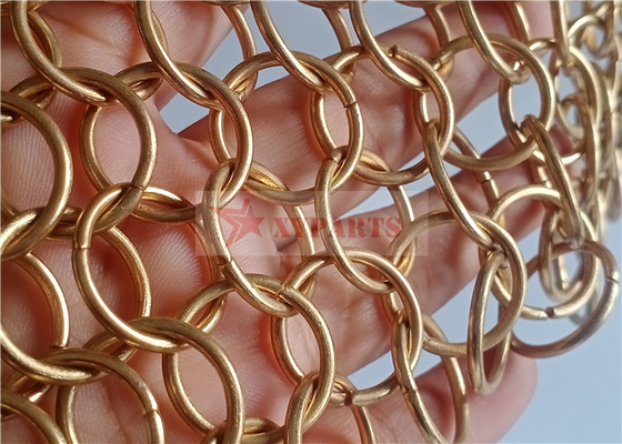 Gold Color Chainmail Mesh Fabric 1.5x15mm For Room Partition
