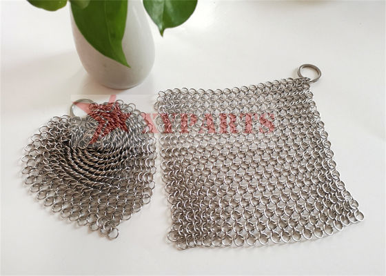 Round Square Type Wire Mesh Stainless Steel Chainmail Scrubber