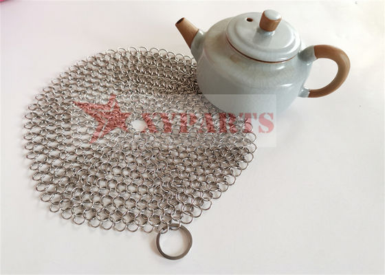 Kitchen Cast Iron Cleaner Welded Stainless Steel Pot Brush Chain Mail Scrubber