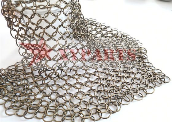 PVD Color Finished Chain Mail Weave Round Ring Mesh Partition Curtain Wall