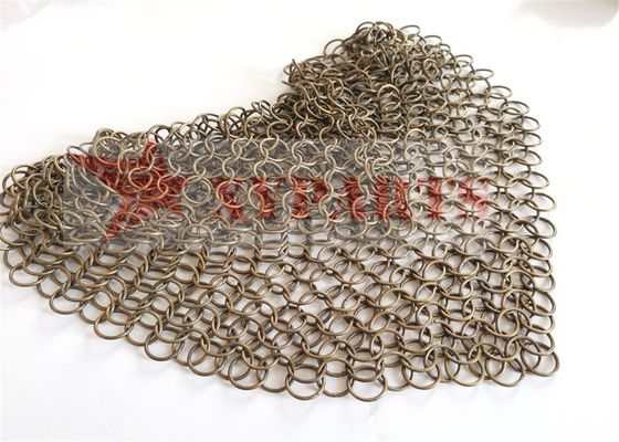 PVD Finished Copper Stainless Steel Weld Ring Mesh Facade