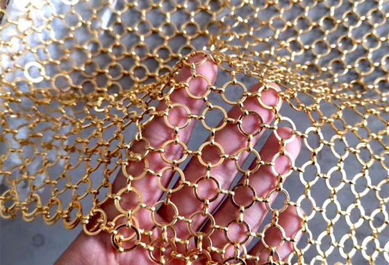 Gold Sequin Fabric S Hook Ring Mesh Curtain For Staircases Isolation Screen