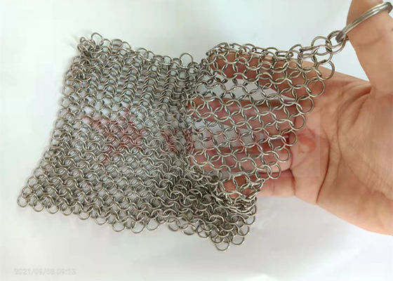 316 Stainless Steel Food Grade Kitchen Chainmail Scrubber For Cast Iron Cleaner