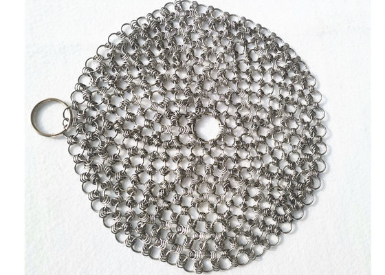 6''X 6'' Chain Mail Cast Iron Cleaner Woven With ø1.2*10mm Stainless Steel Rings