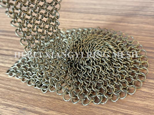 Metal Chain Link Bronze 3mm Ring Mesh Curtain Stainless Steel With Customized Pattern