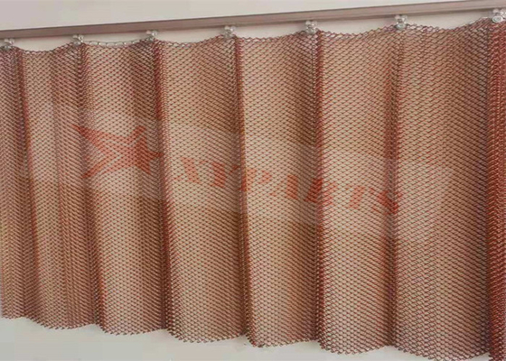 Copper Color Aluminum 1.2mm Metal Coil Drapery Curtain Chain Wire Mesh For Hotel Decoration