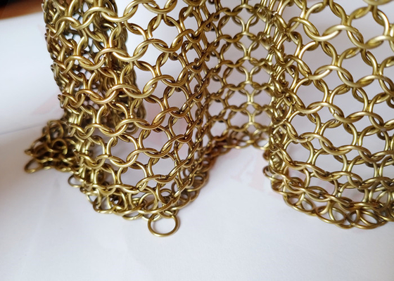 Custom Chainmail Stainless Steel Mesh Curtain 1.0x8mm With Brass Colors