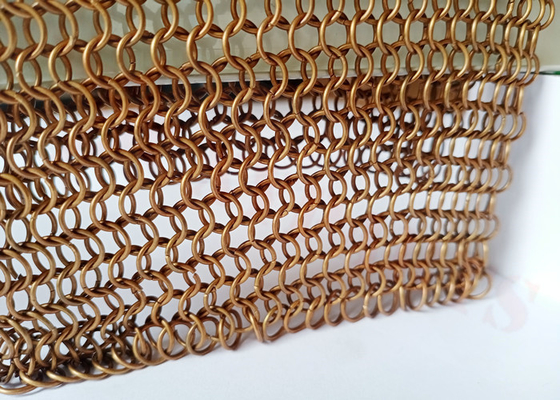 Copper Plated Chain Mail Mesh Curtain 1.0x8mm Stainless Steel