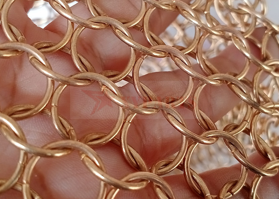 Gold Color Stainless Steel 12mm Ring Mesh Curtain Indoors And Outdoors