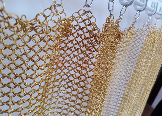 7mm Stainless Steel Chainmail Curtain Gold Color For Interior Decoration