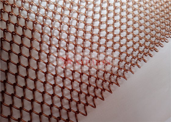 Aluminium Alloy Coil Mesh Drapery Copper Color Used As Space Divider Curtains