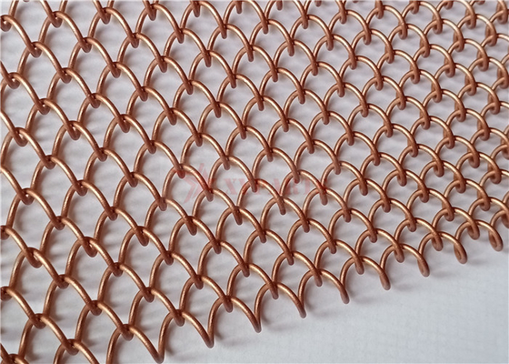 Aluminium Alloy Wire Mesh Coil Drapery Copper Color Used As Space Divider Curtains