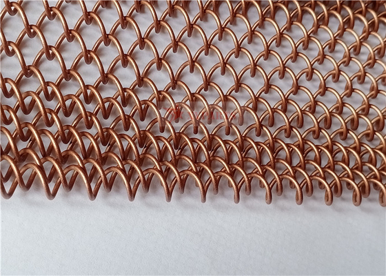 Aluminium Alloy Coil Mesh Drapery Copper Color Used As Space Divider Curtains