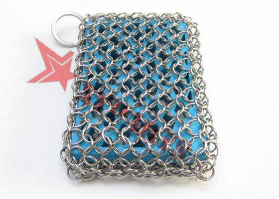 Stainless Steel Silicone Chainmail Scrubbing Pad For Cast Iron Skillets Cleaning