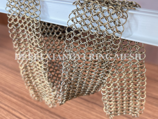 Metal Chain Link Bronze 3mm Ring Mesh Curtain Stainless Steel With Customized Pattern